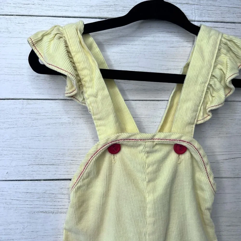 Vintage Sears Corduroy Jumper Overalls Embroidered Turtle Ruffle Detail 💗